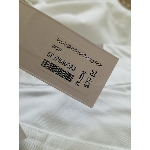 NEW Soft Surroundings Superla 2X Stretch Pull On Straight Leg Crop White Pants - Picture 11 of 12